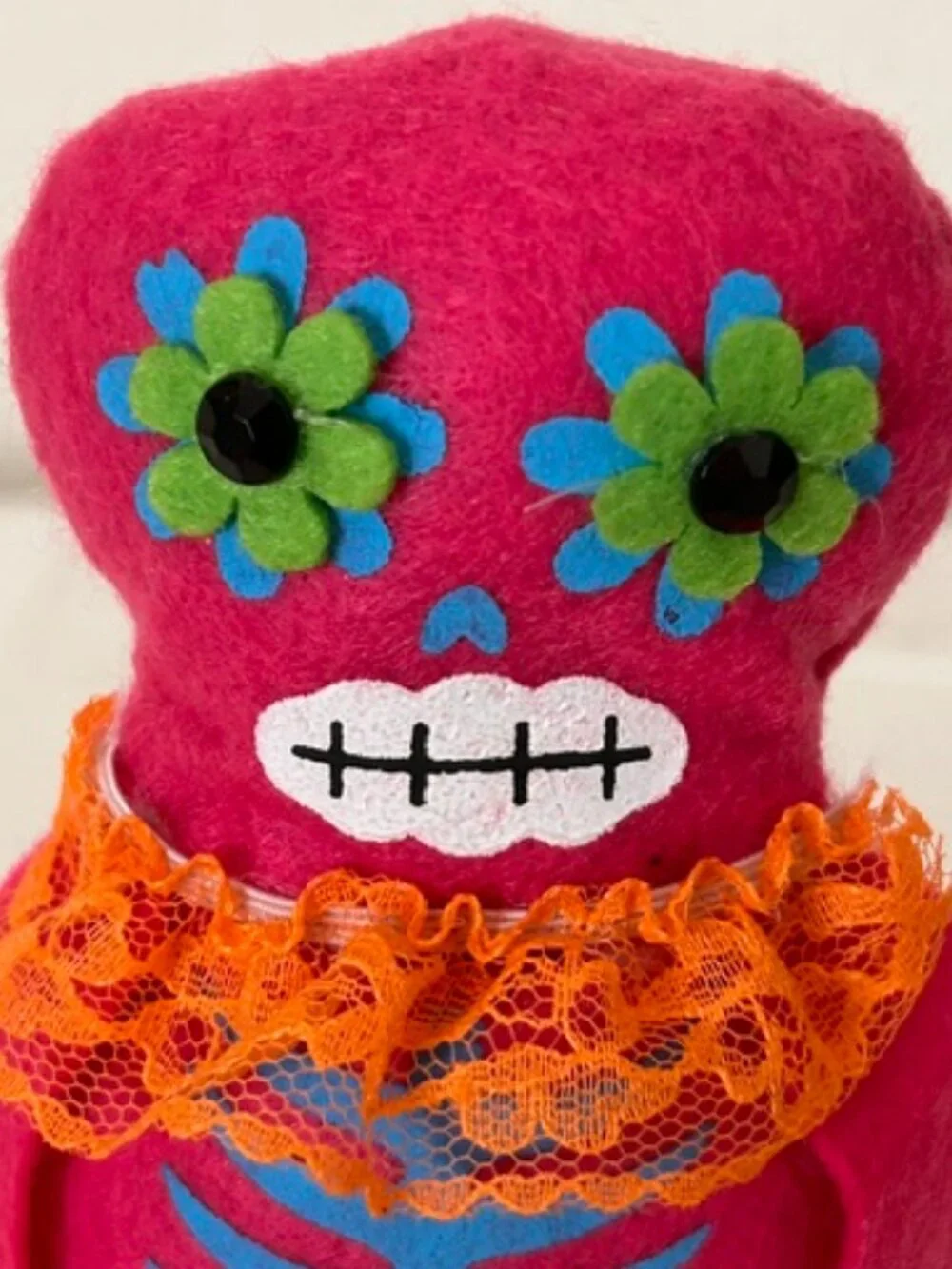 Set of 3 Halloween Dia de los Muertos Felt Dolls